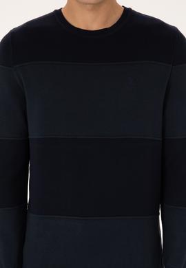 Erkek Regular Fit Bisiklet Yaka Lacivert Kazak - 50307874019