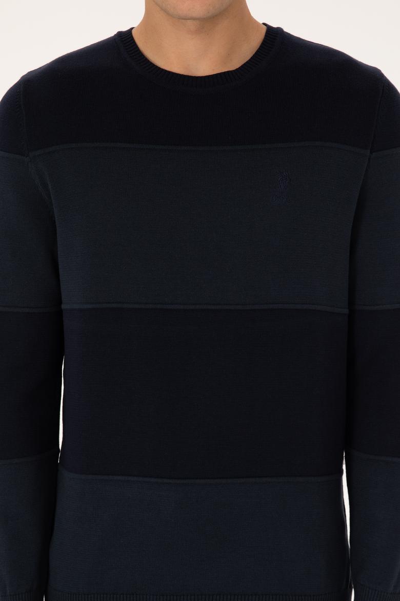 Erkek Regular Fit Bisiklet Yaka Lacivert Kazak - 50307874019