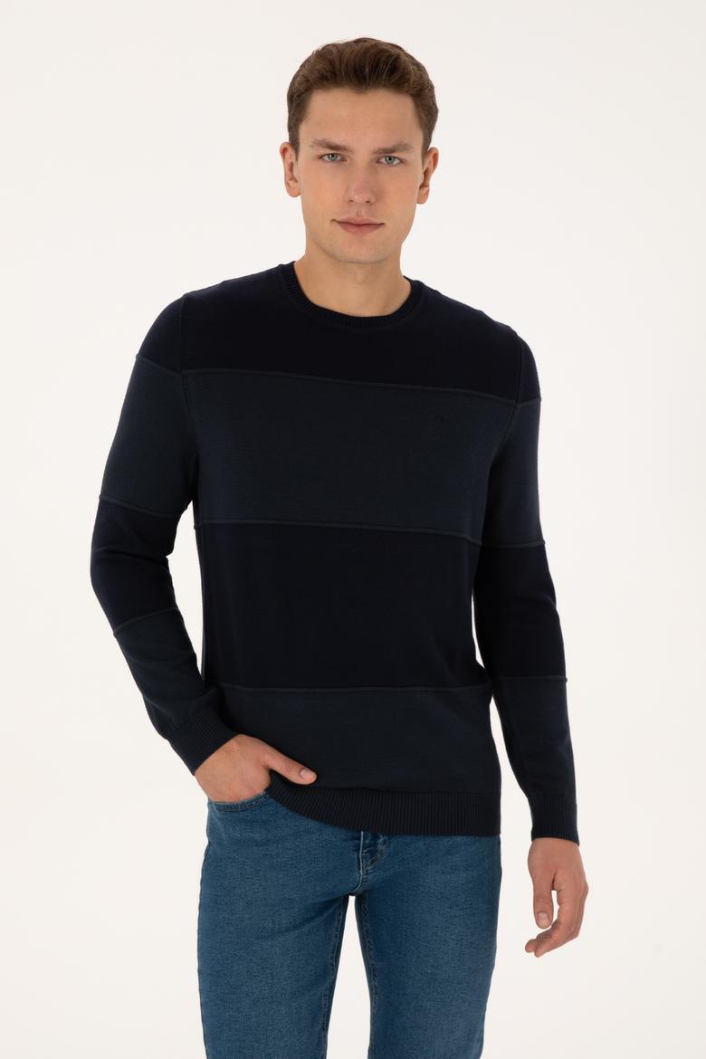 Erkek Regular Fit Bisiklet Yaka Lacivert Kazak