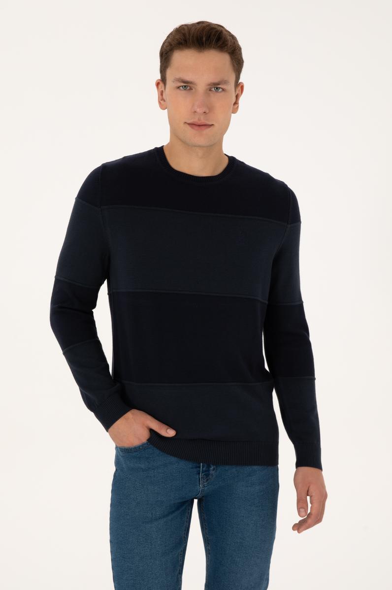 Erkek Regular Fit Bisiklet Yaka Lacivert Kazak