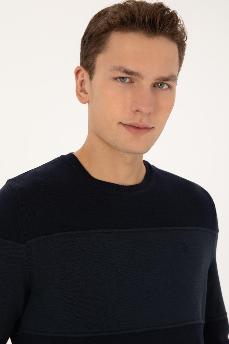 Erkek Regular Fit Bisiklet Yaka Lacivert Kazak