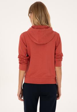 Kadın Kiremit Fermuarlı Kapüşonlu Basic Sweatshirt - 50307769054