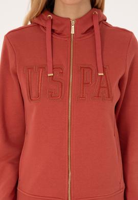 Kadın Kiremit Fermuarlı Kapüşonlu Basic Sweatshirt - 50307769054