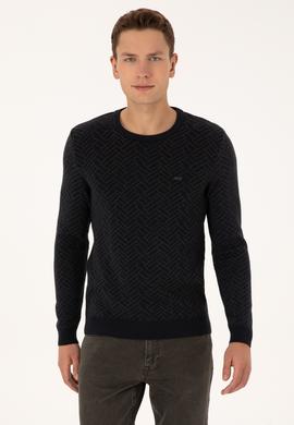 Erkek Slim Fit Bisiklet Yaka Antrasit Kazak - 50308343025