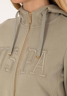 Kadın Açık Haki Fermuarlı Kapüşonlu Basic Sweatshirt - 50307769069