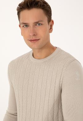 Erkek Slim Fit Bisiklet Yaka Taş Kazak - 50308323026