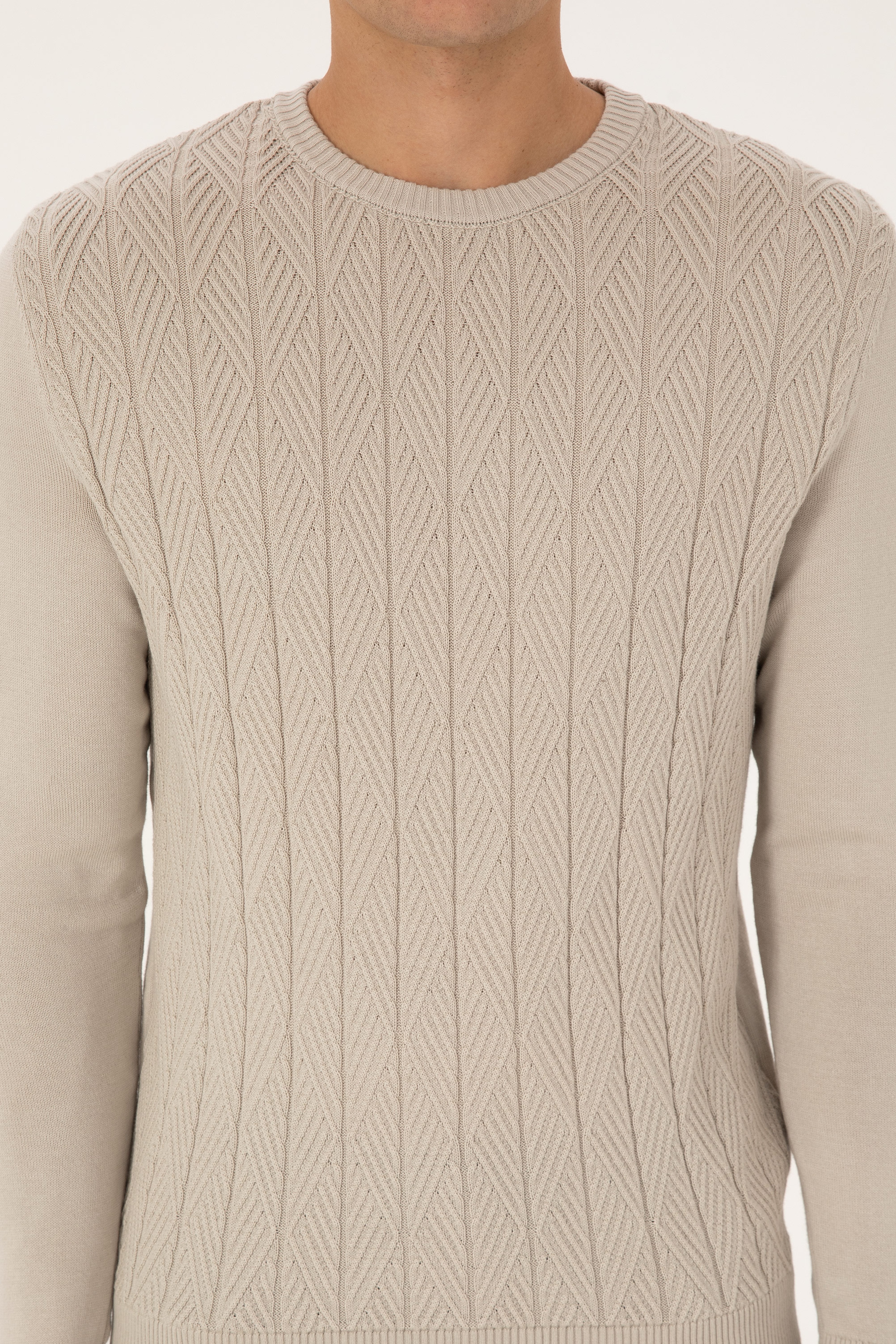 Erkek Slim Fit Bisiklet Yaka Taş Kazak - Image 6