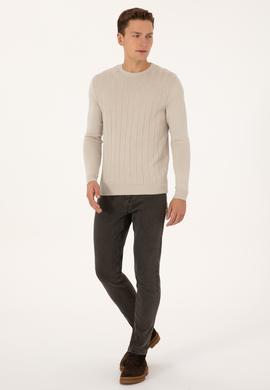 Erkek Slim Fit Bisiklet Yaka Taş Kazak - 50308323026