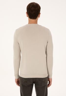 Erkek Slim Fit Bisiklet Yaka Taş Kazak - 50308323026