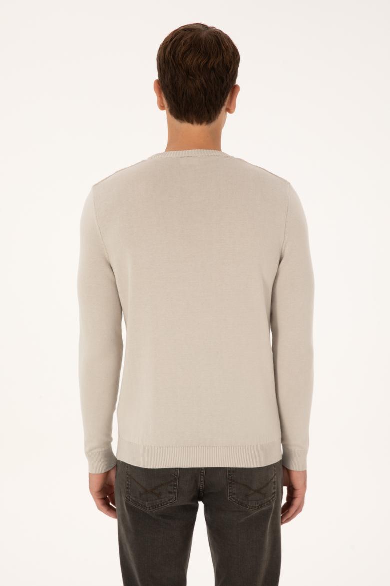 Erkek Slim Fit Bisiklet Yaka Taş Kazak - 50308323026