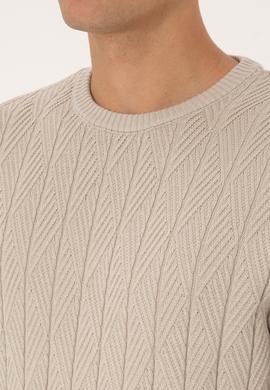 Erkek Slim Fit Bisiklet Yaka Taş Kazak - 50308323026