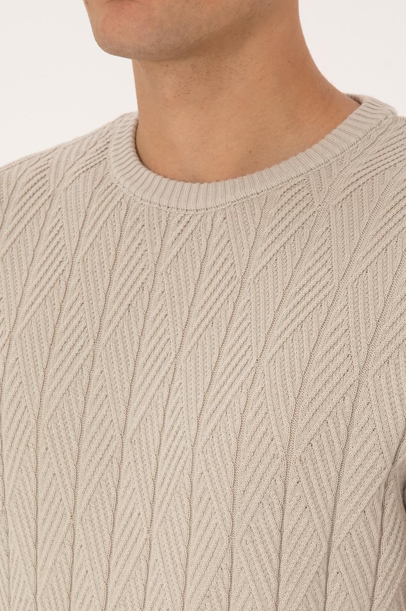 Erkek Slim Fit Bisiklet Yaka Taş Kazak