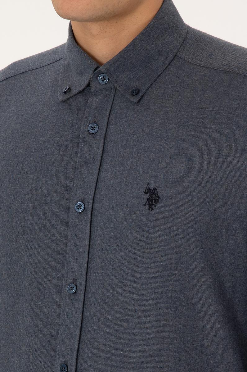 Erkek Açık Lacivert Uzun Kollu Gömlek