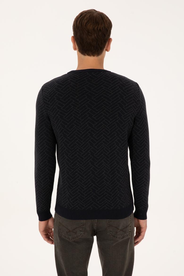 Erkek Slim Fit Bisiklet Yaka Antrasit Kazak - 50308343025