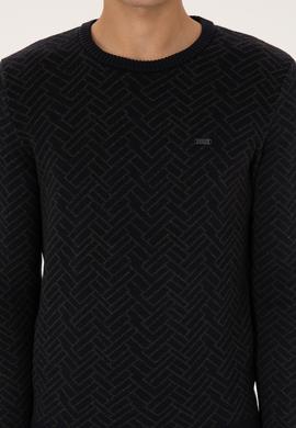 Erkek Slim Fit Bisiklet Yaka Antrasit Kazak - 50308343025