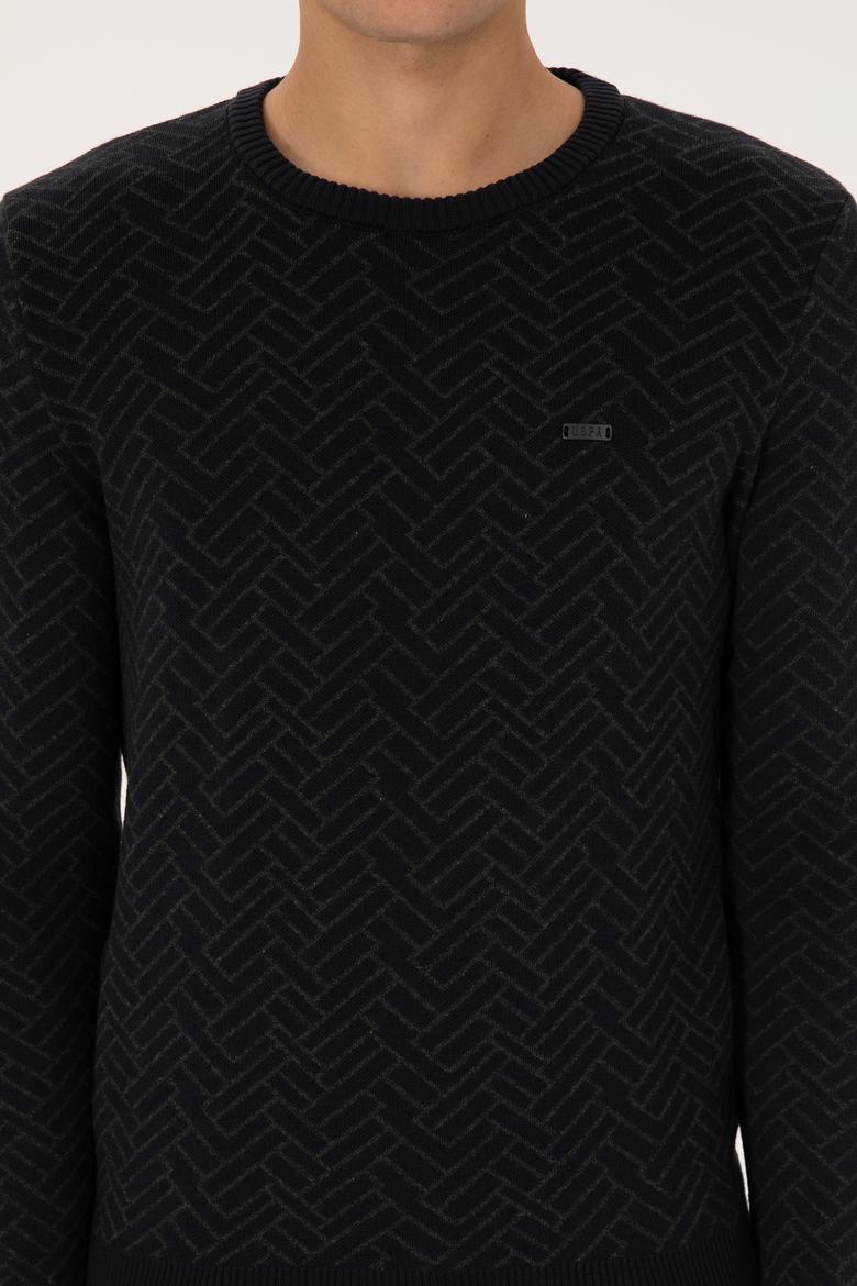 Erkek Slim Fit Bisiklet Yaka Antrasit Kazak - 50308343025