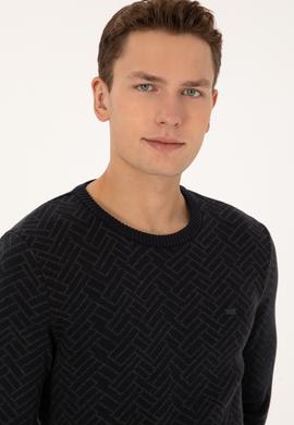 Erkek Slim Fit Bisiklet Yaka Antrasit Kazak - 50308343025