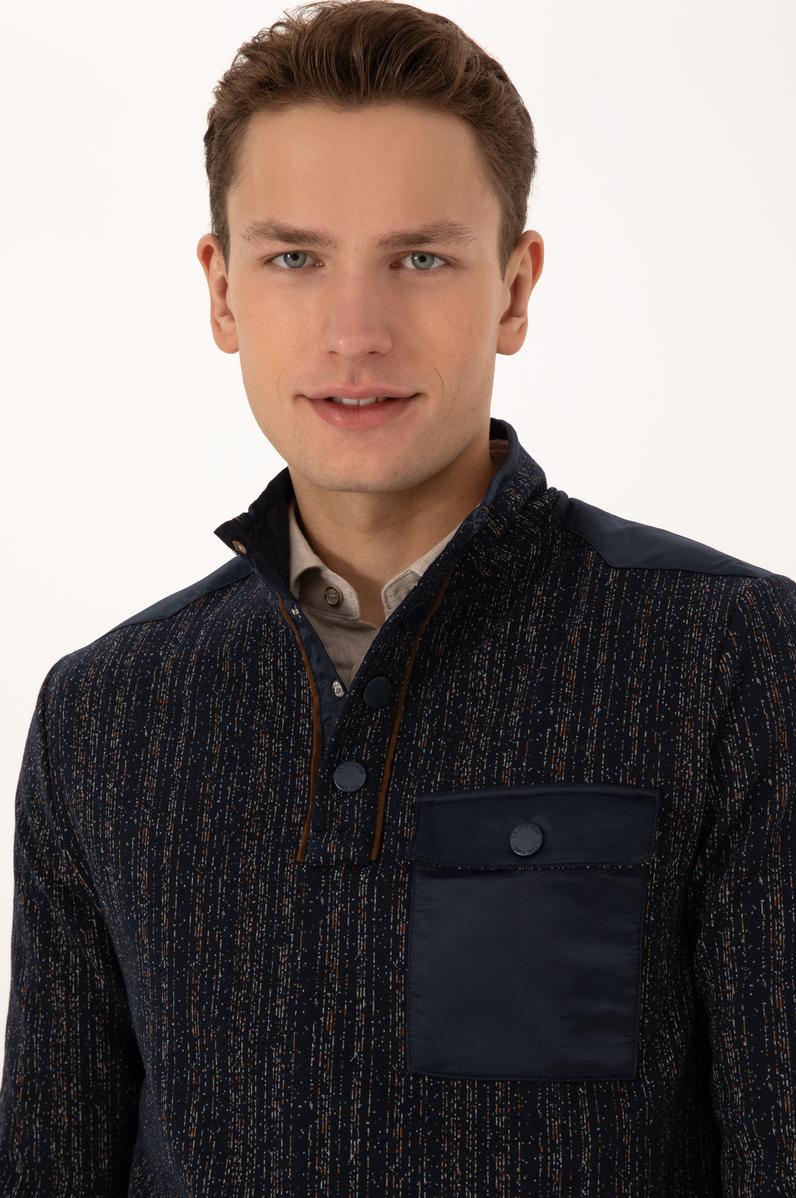 Erkek Regular Fit Bisiklet Yaka Lacivert Sweatshirt