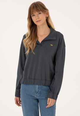 Kadın Antrasit Dik Yaka Sweatshirt - 50309429011