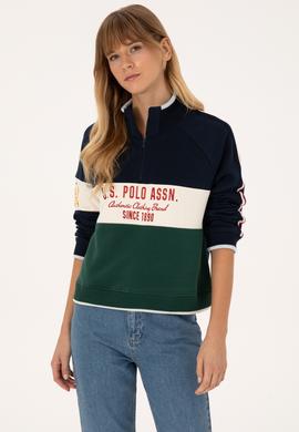Kadın Lacivert Fermuarlı Dik Yaka Sweatshirt - 50311024007