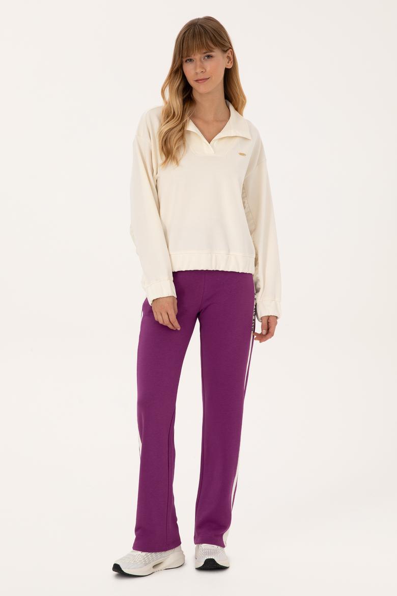 Kadın Krem Dik Yaka Sweatshirt - 50309429006