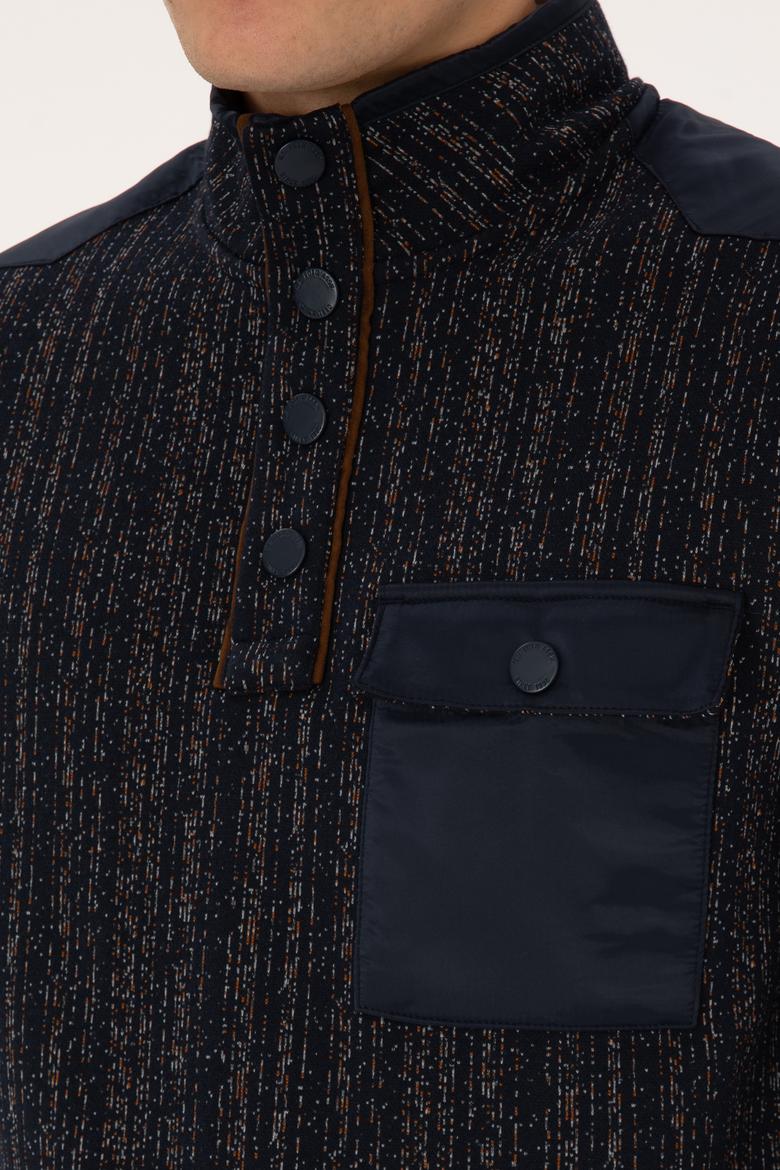 Erkek Regular Fit Bisiklet Yaka Lacivert Sweatshirt - 50310259017