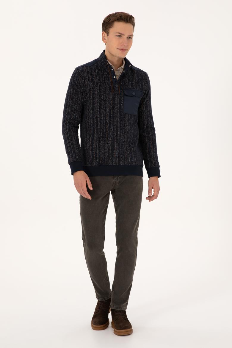 Erkek Regular Fit Bisiklet Yaka Lacivert Sweatshirt - 50310259017