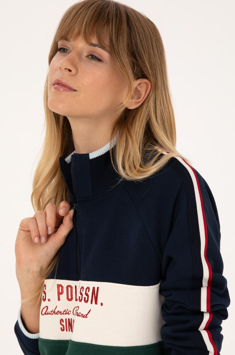 Kadın Lacivert Fermuarlı Dik Yaka Sweatshirt