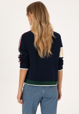 Kadın Lacivert Fermuarlı Dik Yaka Sweatshirt - 50311024007