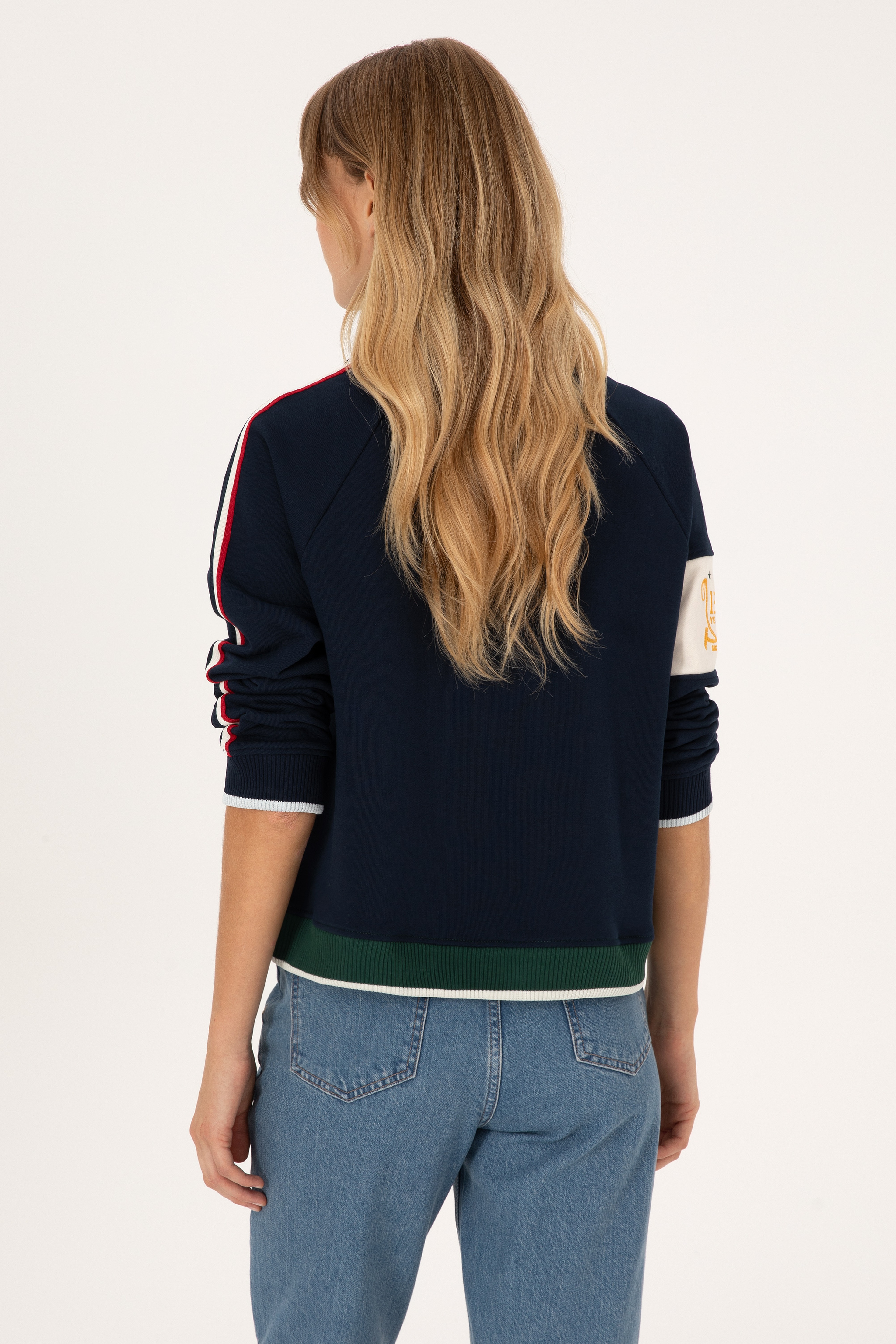 Kadın Lacivert Fermuarlı Dik Yaka Sweatshirt