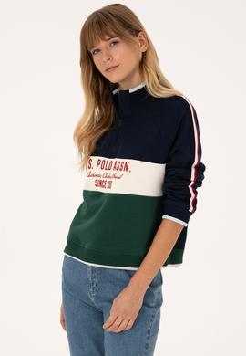 Kadın Lacivert Fermuarlı Dik Yaka Sweatshirt - 50311024007
