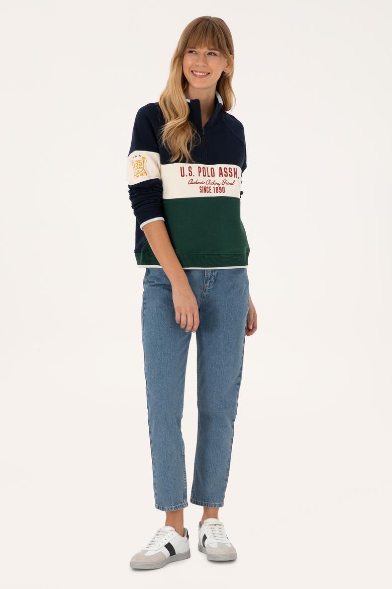 Kadın Lacivert Fermuarlı Dik Yaka Sweatshirt - 50311024007