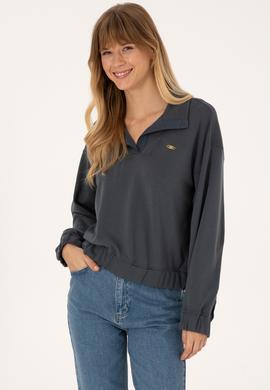 Kadın Antrasit Dik Yaka Sweatshirt - 50309429011