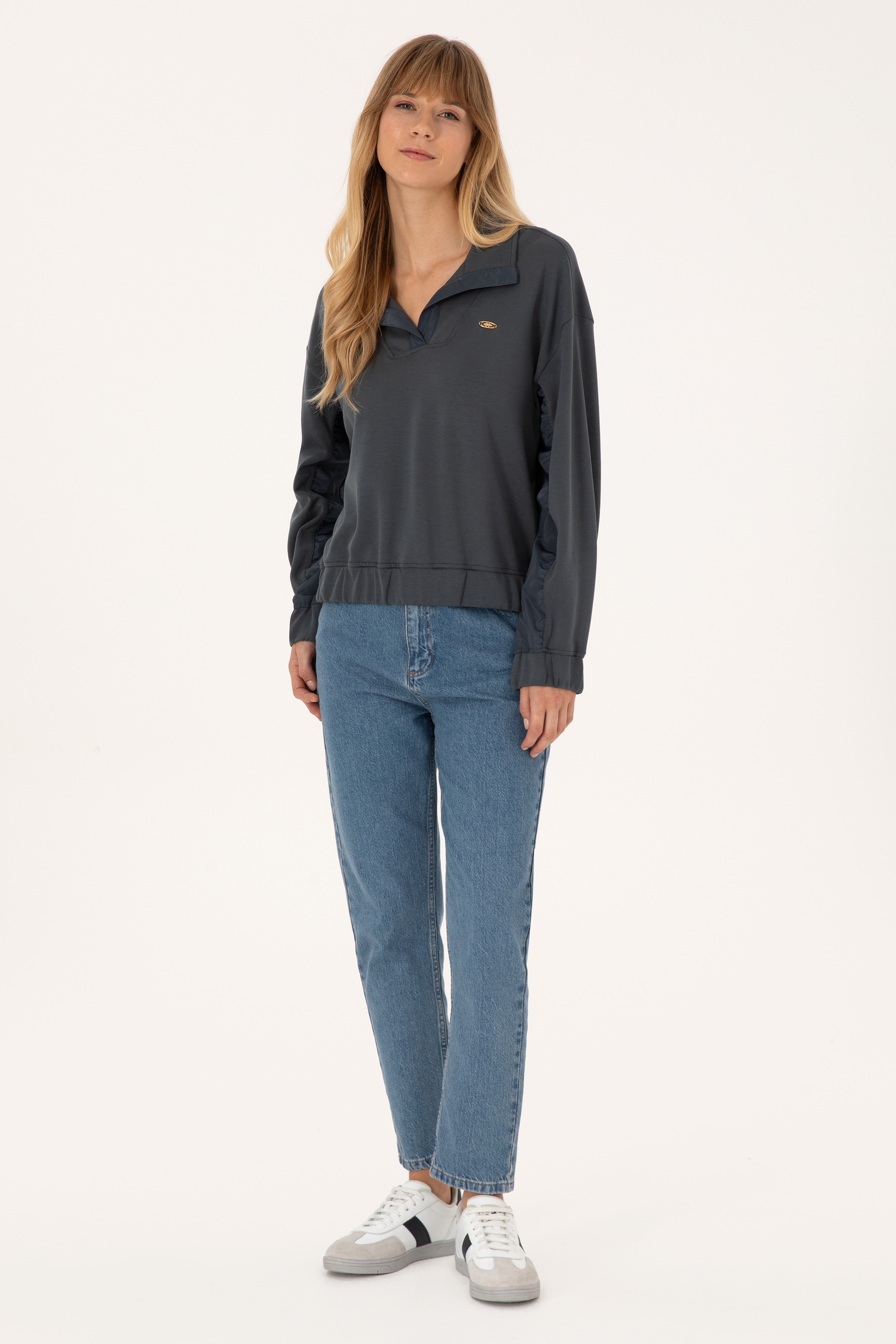 Kadın Antrasit Dik Yaka Sweatshirt - Image 4