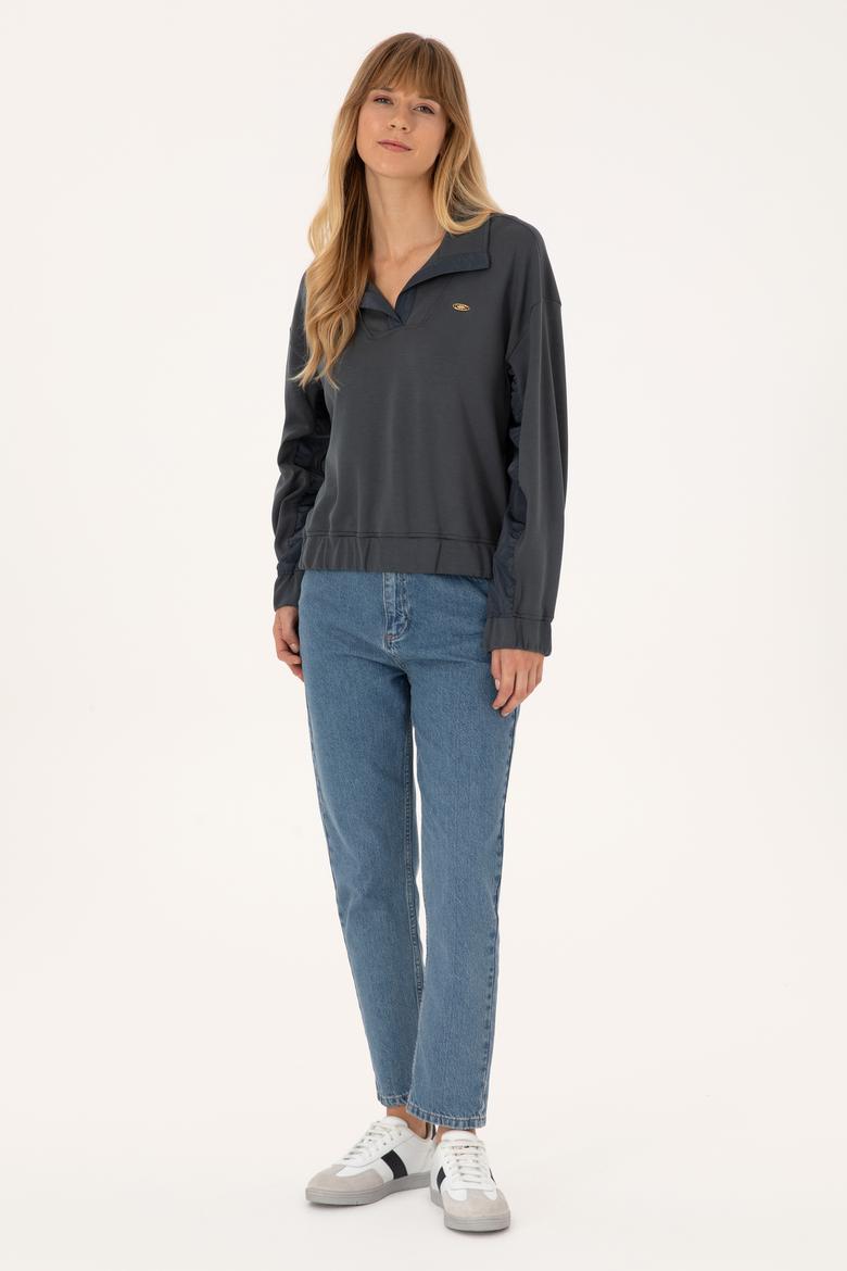 Kadın Antrasit Dik Yaka Sweatshirt - 50309429011