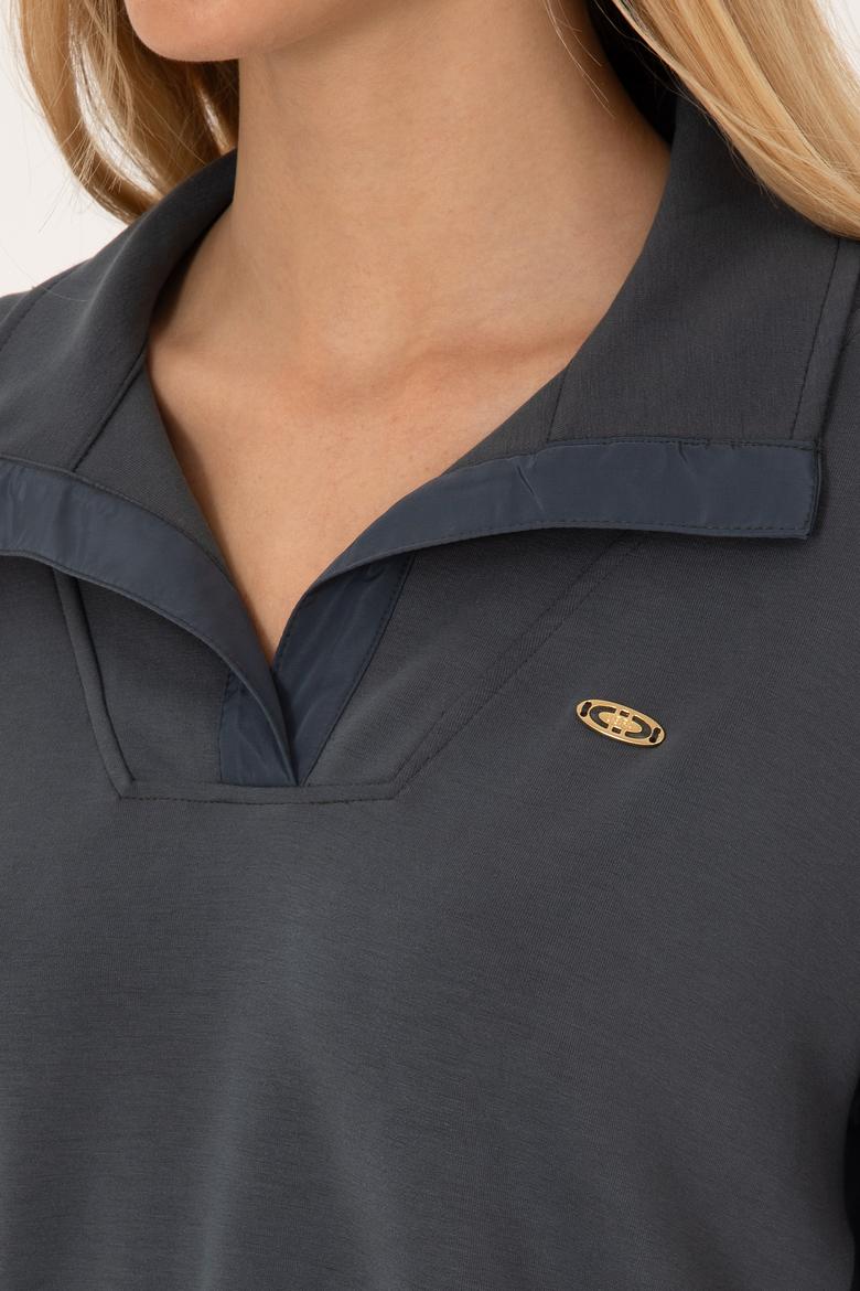 Kadın Antrasit Dik Yaka Sweatshirt - 50309429011