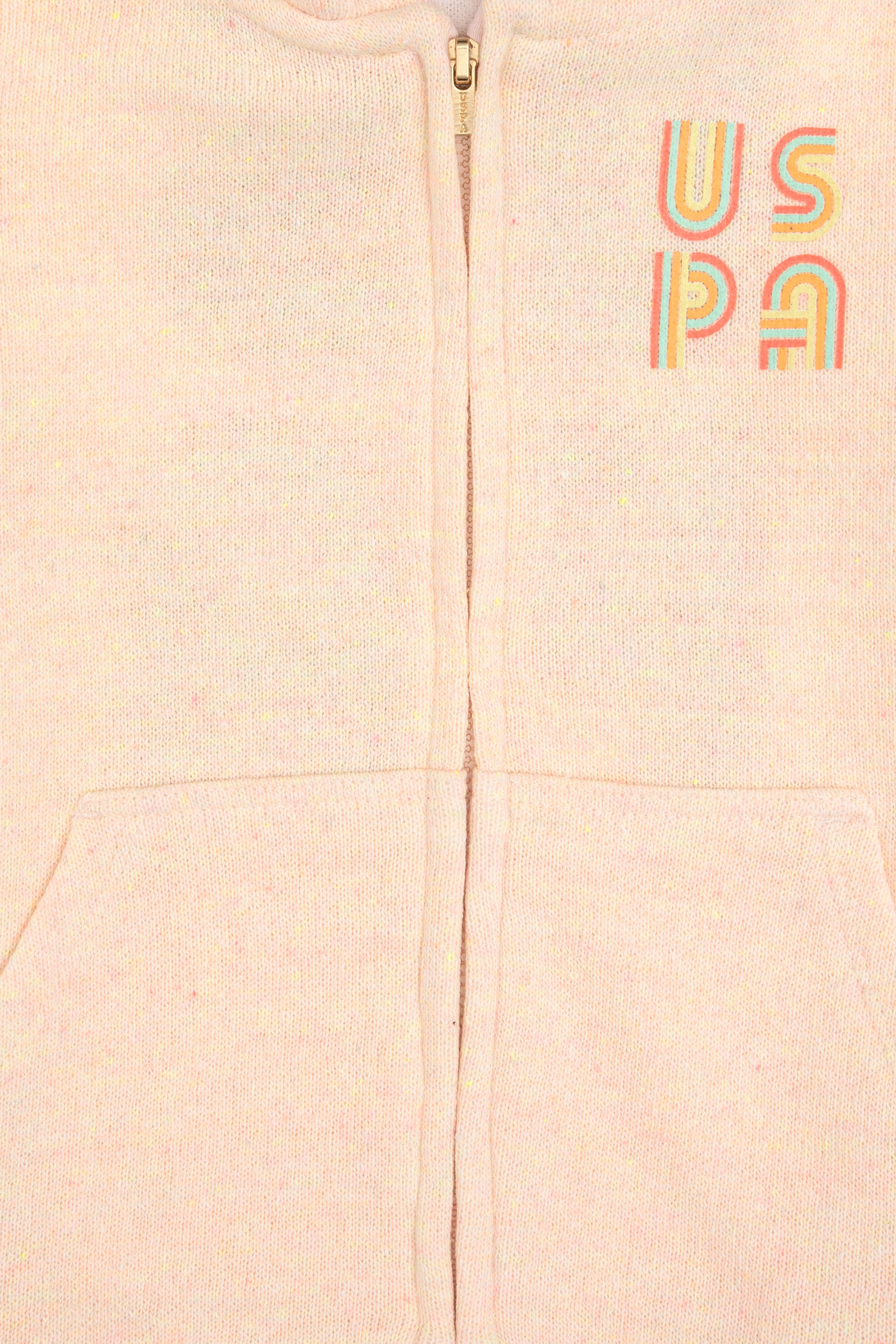 Kız Çocuk Açık Pembe Kapüşonlu Fermuarlı Sweatshirt