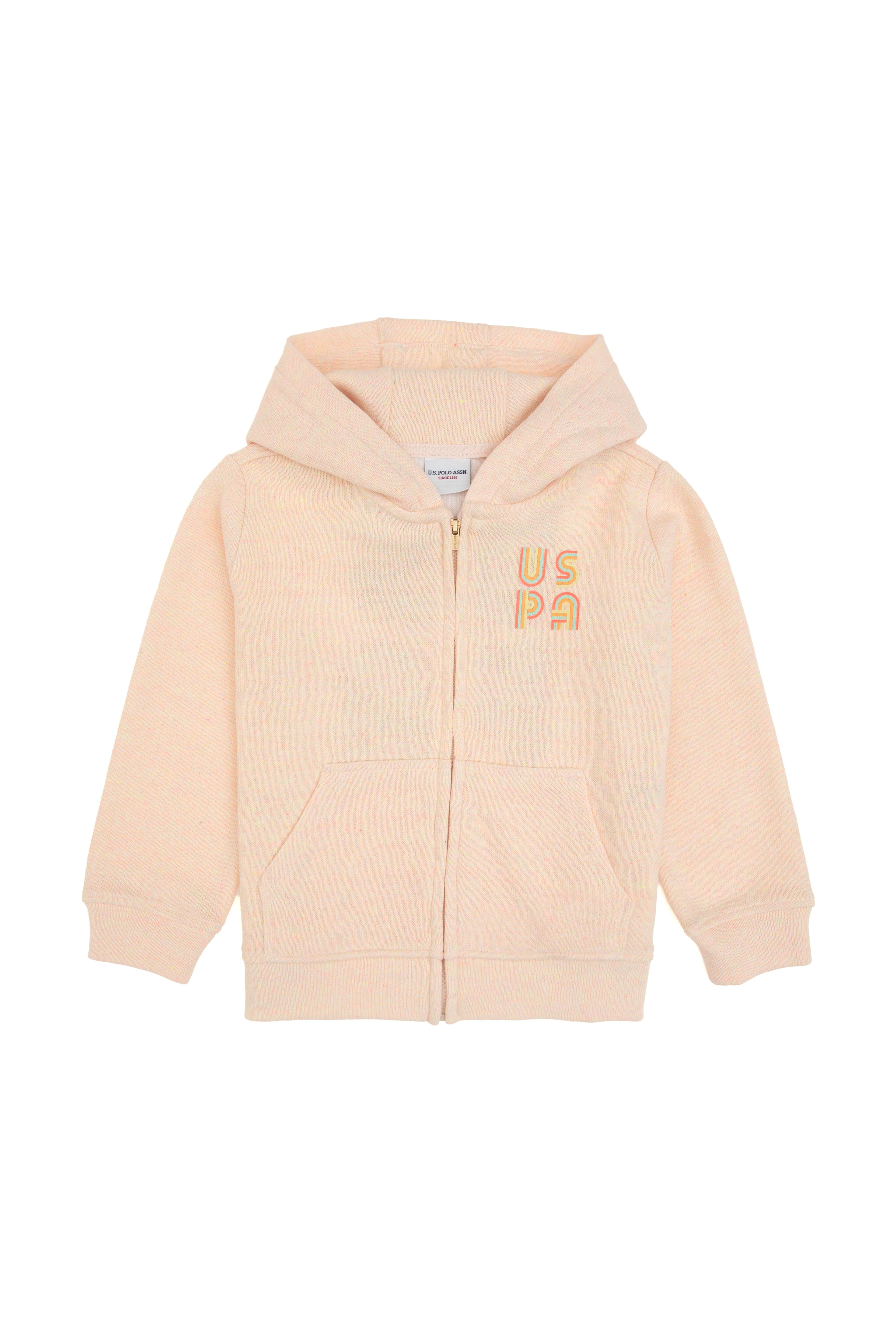 Kız Çocuk Açık Pembe Kapüşonlu Fermuarlı Sweatshirt