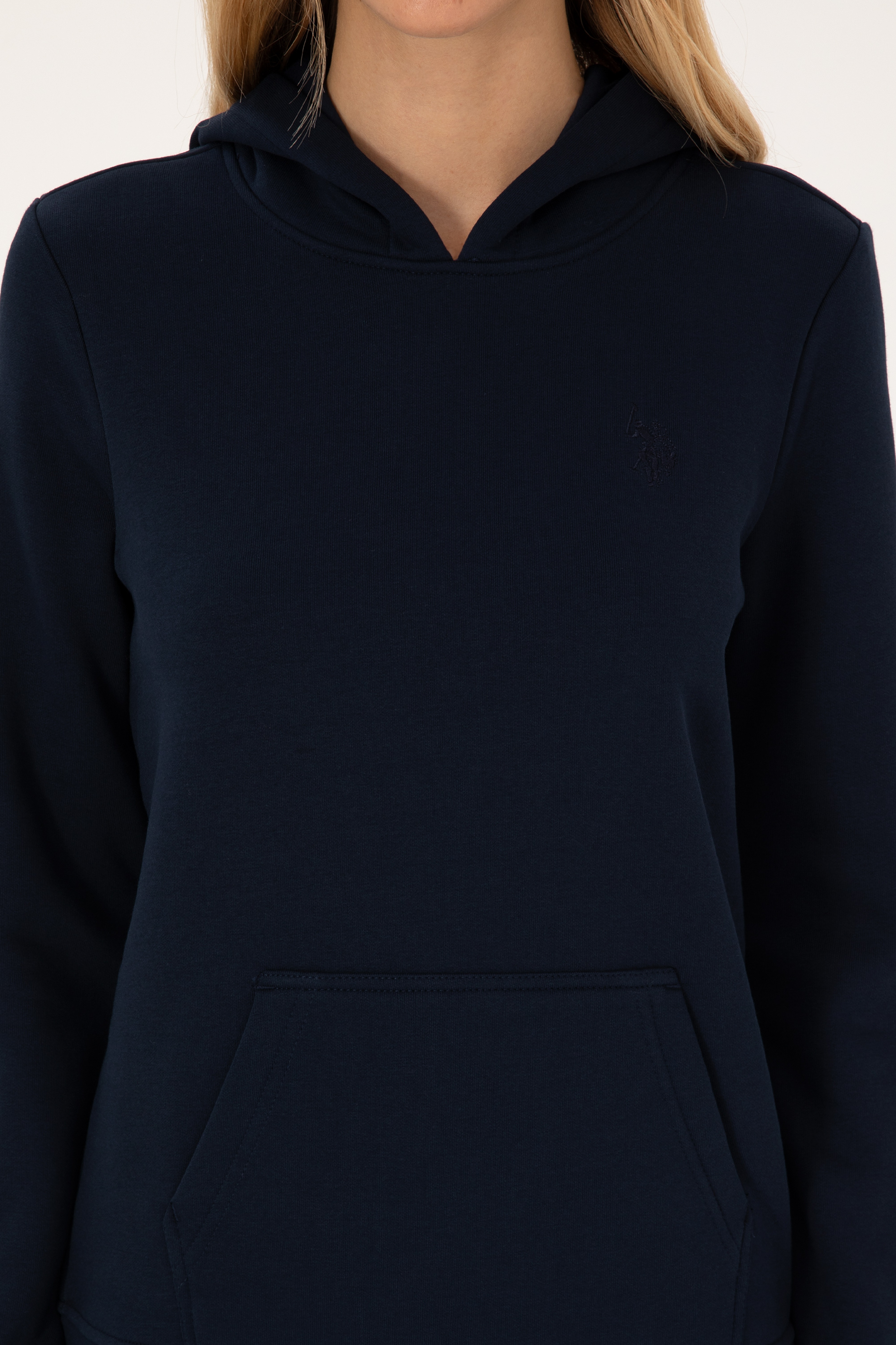 Kadın Lacivert Kapüşonlu Sweatshirt - Image 6