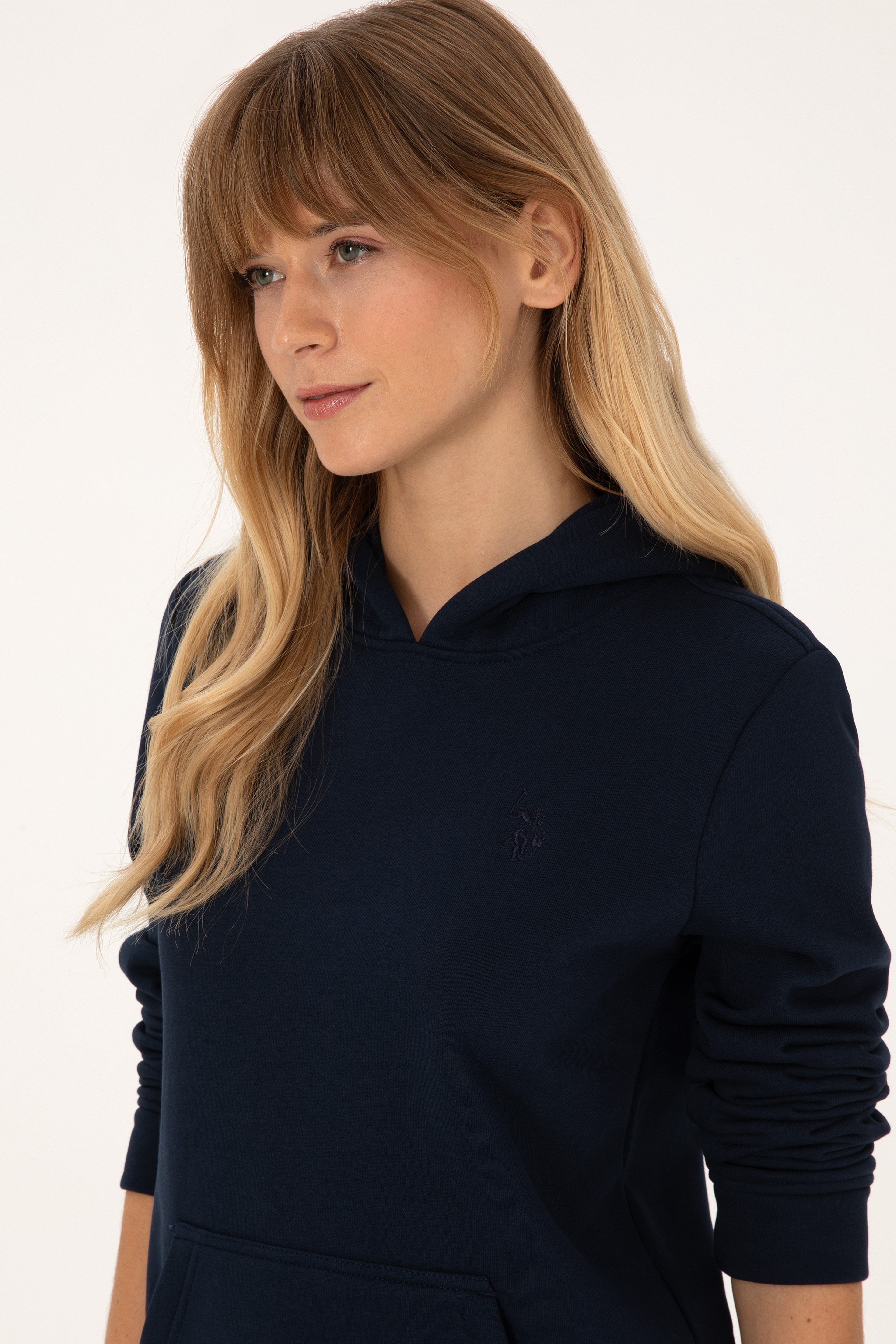 Kadın Lacivert Kapüşonlu Sweatshirt - Image 2