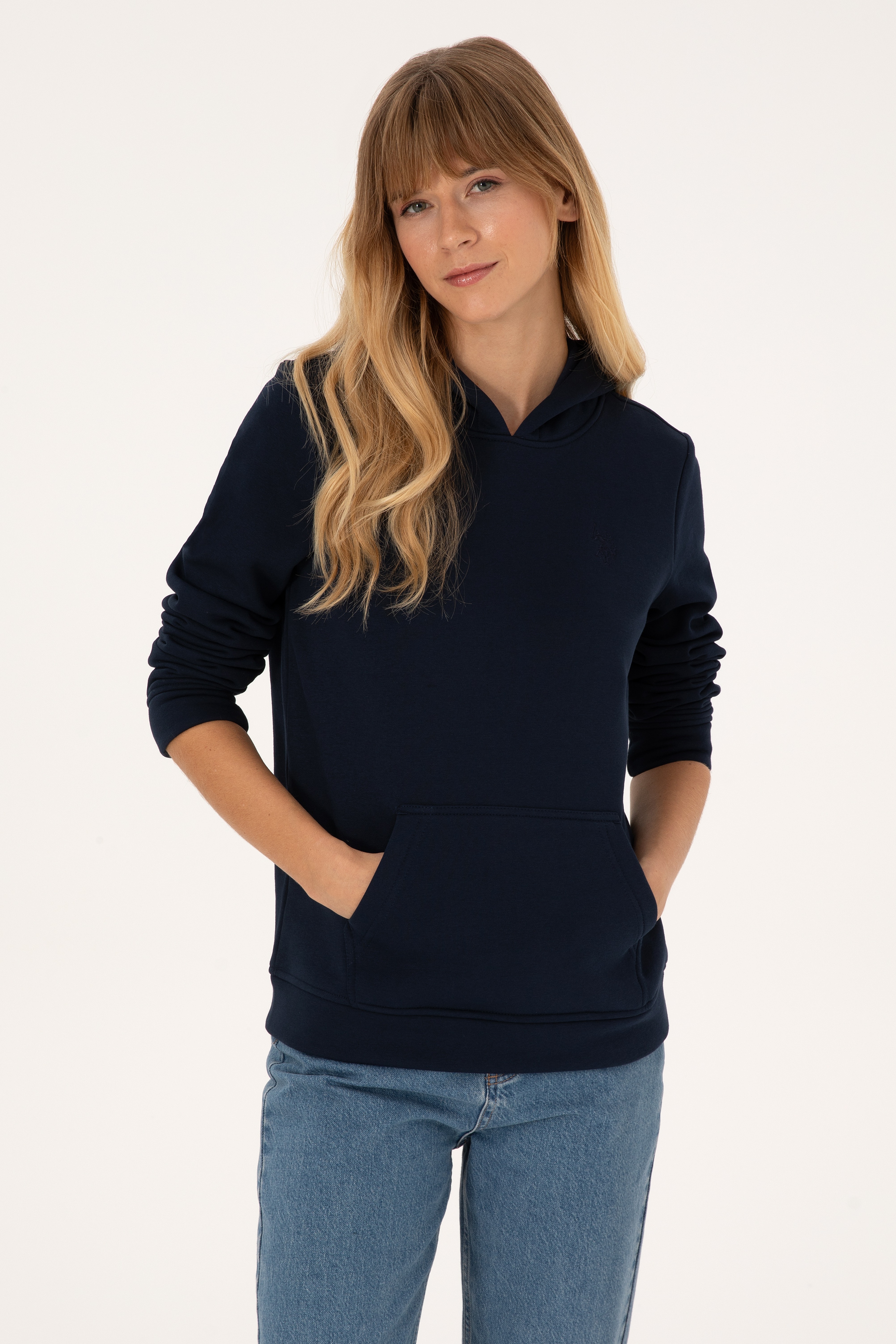 Kadın Lacivert Kapüşonlu Sweatshirt