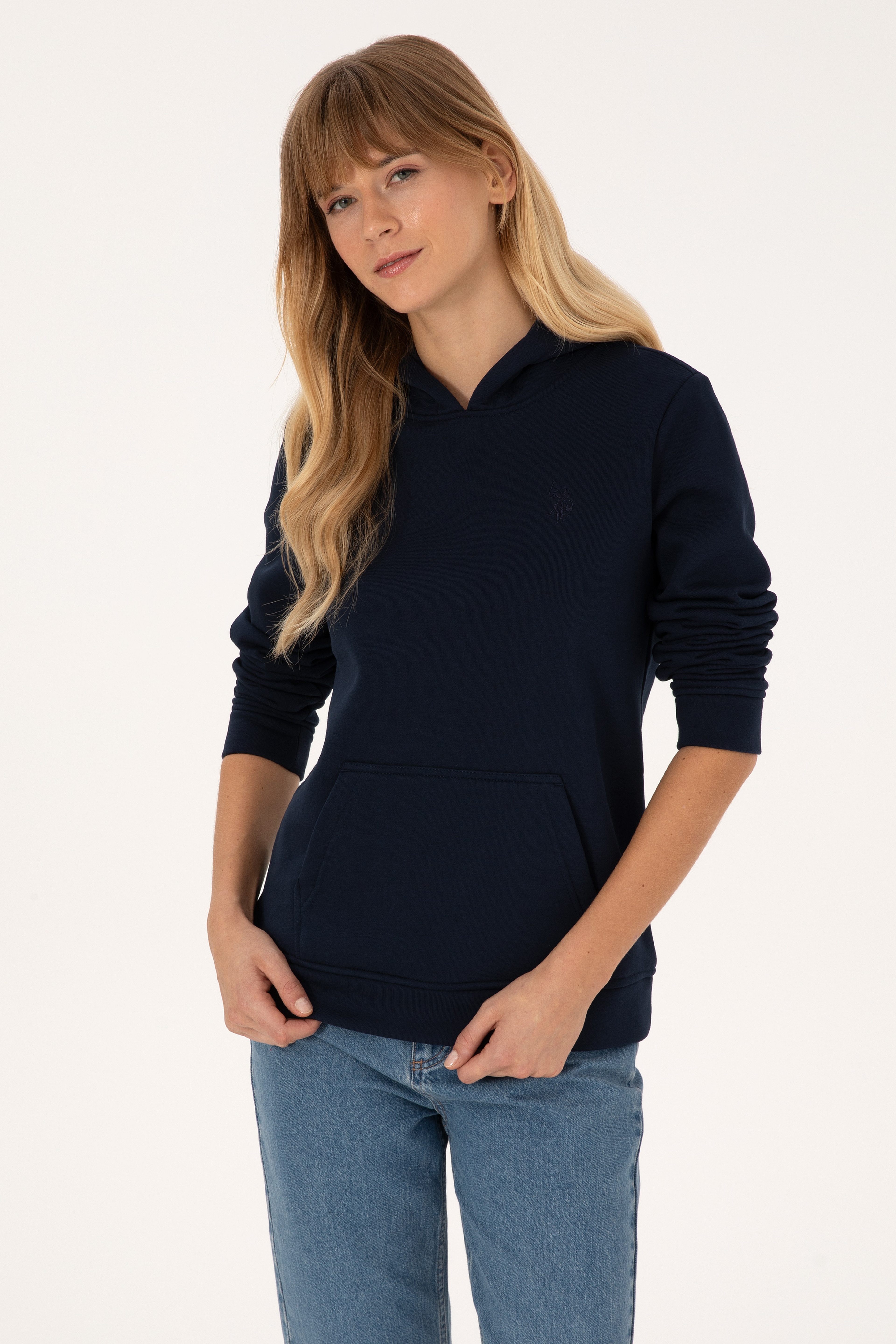 Kadın Lacivert Kapüşonlu Sweatshirt - Image 1
