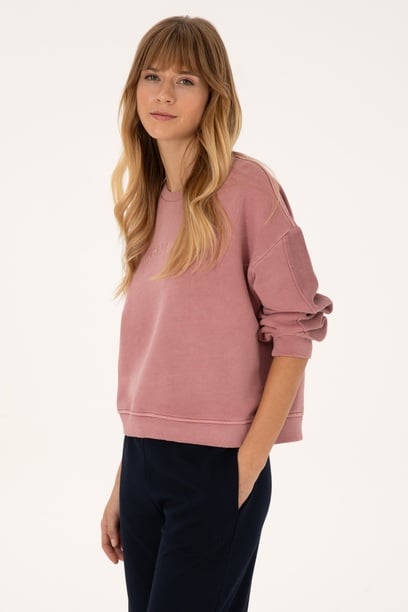 Kadın Gül Kurusu Bisiklet Yaka Sweatshirt