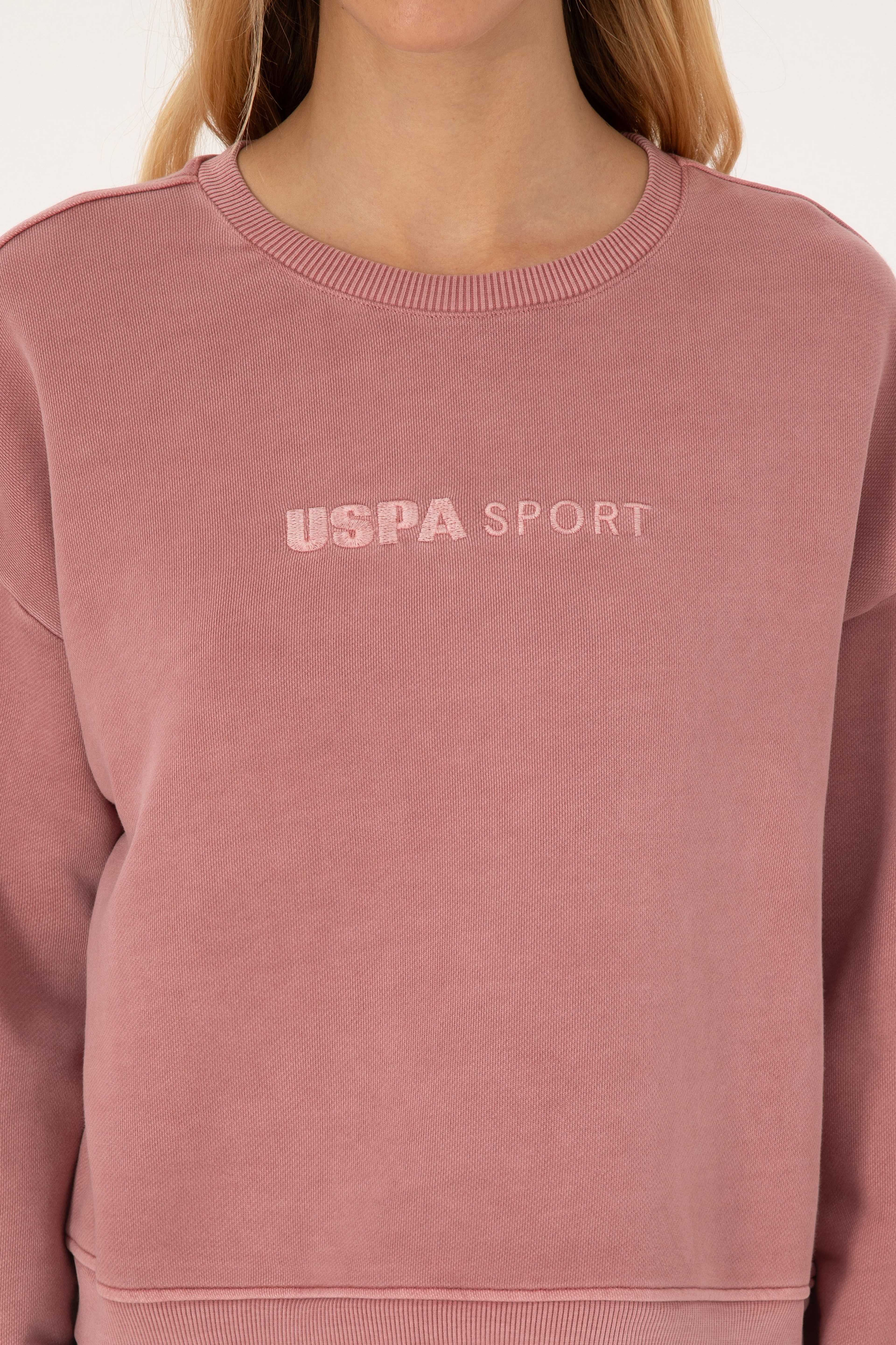 Kadın Gül Kurusu Bisiklet Yaka Sweatshirt