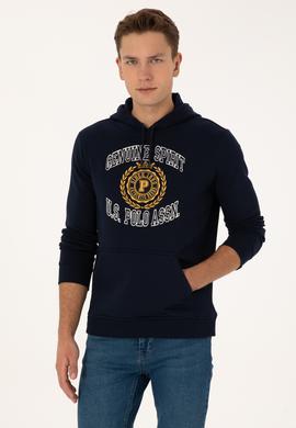 Erkek Regular Fit Kapüşonlu Şardonlu Lacivert Sweatshirt - 50308999031