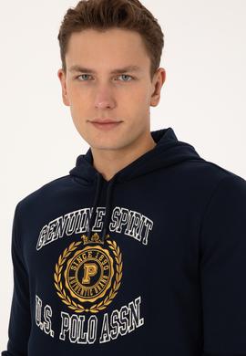 Erkek Regular Fit Kapüşonlu Şardonlu Lacivert Sweatshirt - 50308999031