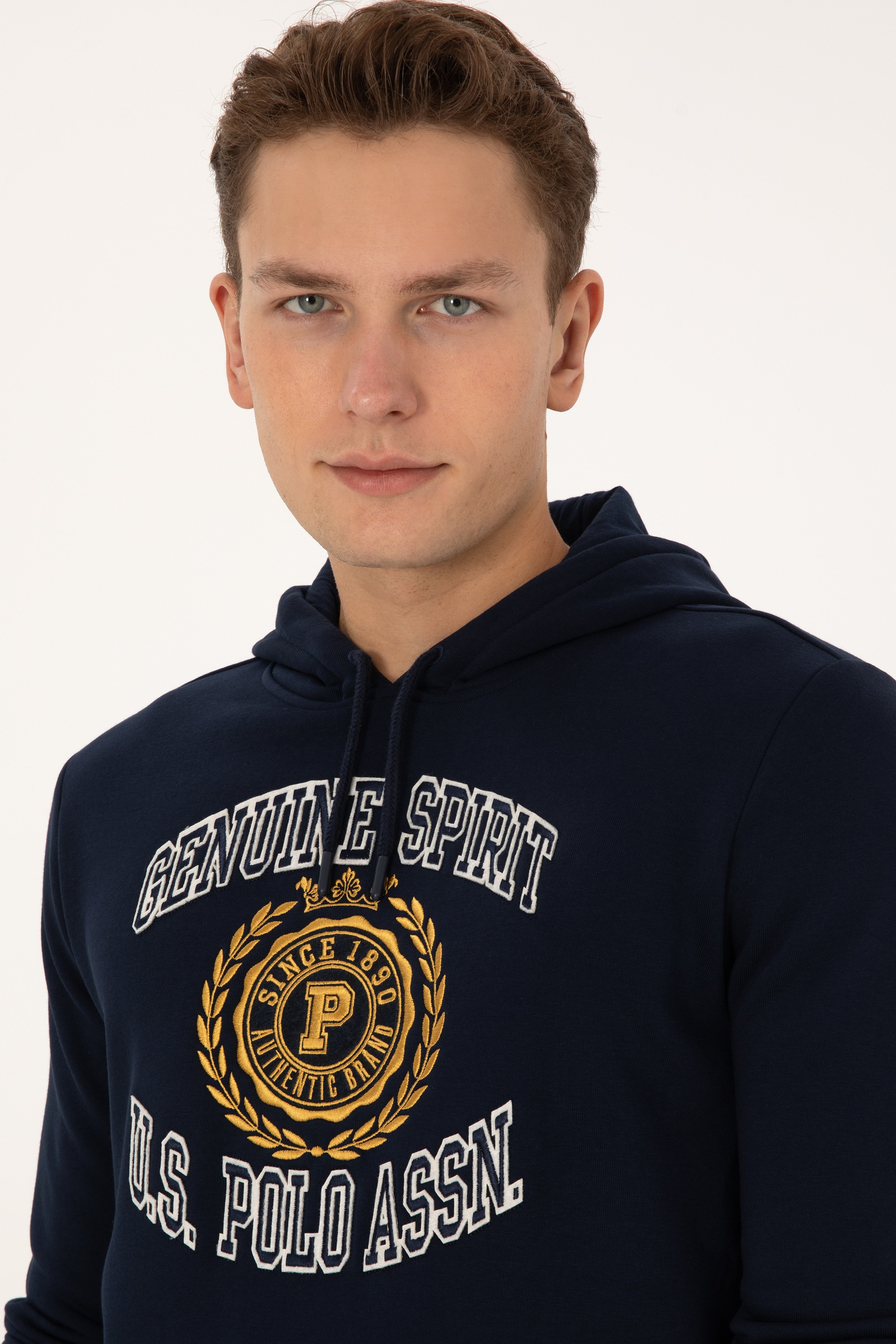 Erkek Regular Fit Kapüşonlu Şardonlu Lacivert Sweatshirt