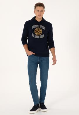 Erkek Regular Fit Kapüşonlu Şardonlu Lacivert Sweatshirt - 50308999031