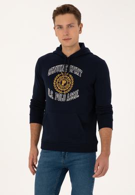 Erkek Regular Fit Kapüşonlu Şardonlu Lacivert Sweatshirt - 50308999031