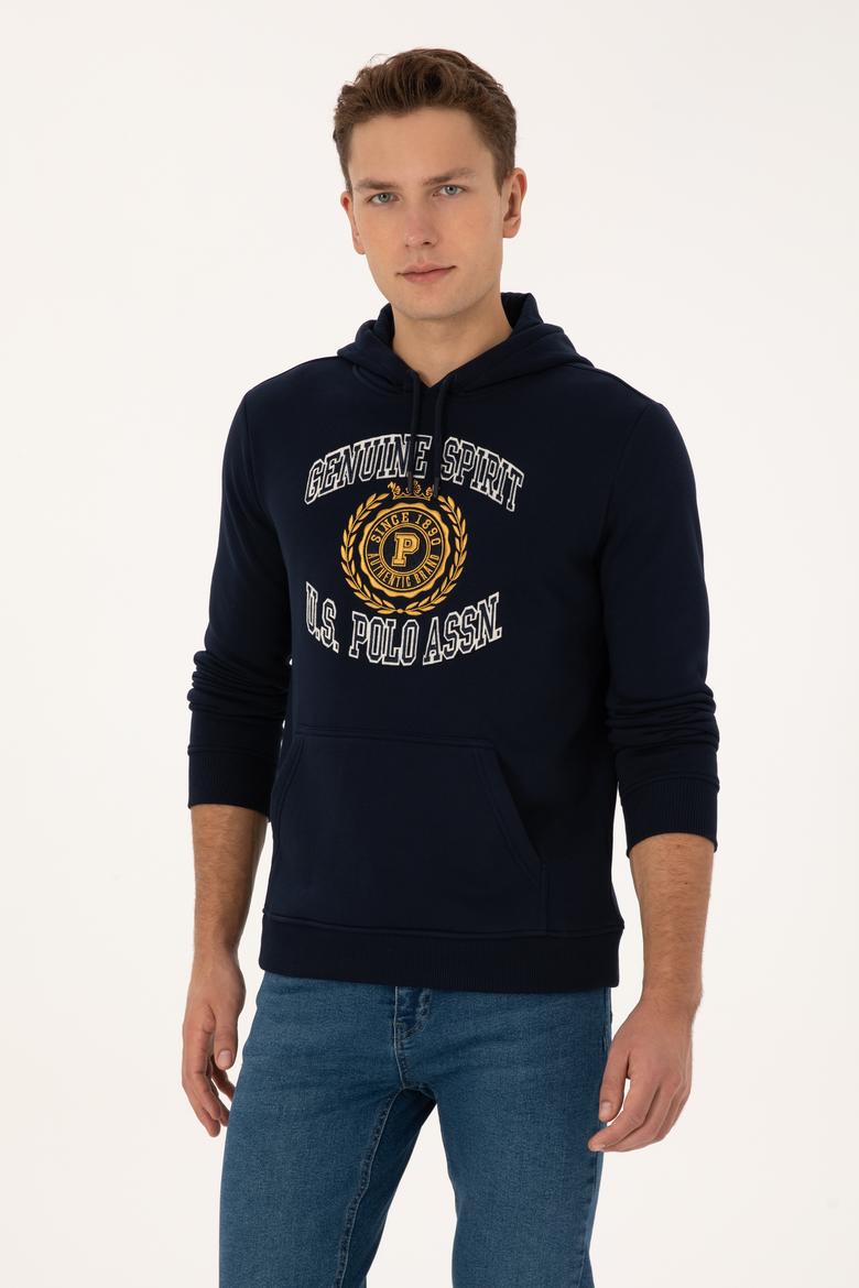 Erkek Regular Fit Kapüşonlu Şardonlu Lacivert Sweatshirt - 50308999031